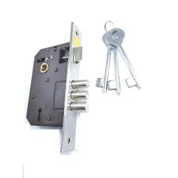 generic 7 inch Heavy Duty Black &a; Silver Finish Mortise Door Lock with All Screw, Cram, Keys, Bullet Lock Body &a; Lever Double Stage Lock Set image 4