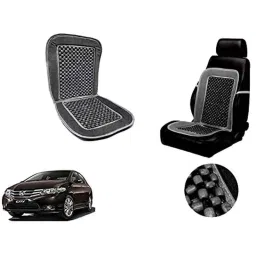 Auto Pearl PU, Velvet &a; Wooden Beads Grey Rectangular Seat Cushion for Honda Ivtec-picture-44