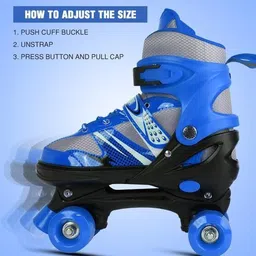 rumqol adjustable quad skates (Blue) Quad Roller Skates - Size 4 to 12 UK image 4