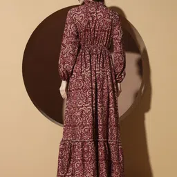 otabu Women A-line Maroon Maxi/Full Length Dress image 2