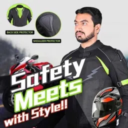 AllExtreme WILDFIRE Mesh Fabric Black &a; Neon Green Bike Riding Jacket with Armour Protector for Back Elbows &a; Shoulders, Size: XL image 5