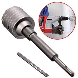 Krost Concrete Wall Drill Bit Hole Saw Cutter + Connecting Rod With Wrench For Brick Cement Stone. (45mm Holesaw + 400mm Rod) image 3