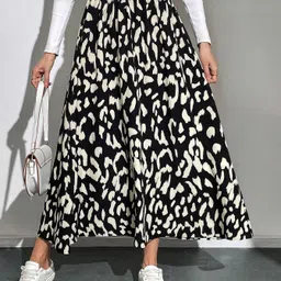 sheetal associates Women Animal Print A-line Black, White Skirt-picture-14
