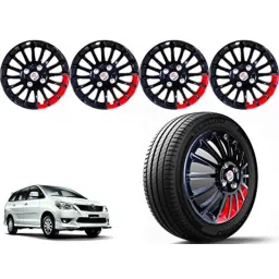 Auto Pearl 4 Pcs 15 inch ABS Black &a; Red Press Type Car Wheel Cover Set with Retention Ring for Toyota Innova 2012-2013-picture-21