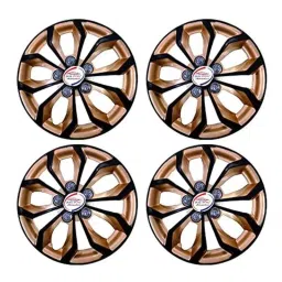 Auto Pearl 4 Pcs 15 inch Black &a; Golden ABS Press Type Hubcap Wheel Cover Set with Retention Ring for All Cars-picture-12