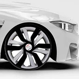 Auto Pearl 4 Pcs 15 inch ABS Black &a; Grey Idtech Reverse Car Hubcap Wheel Cover with Retention Ring Set for City 2020 image 2