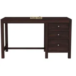 Salawas Arts 135x61x77cm Brown Sheesham Wood Walnut Finish Study Table with Drawers image 3