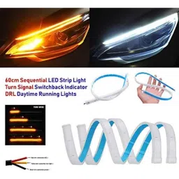 Kozdiko 2 Pcs 60cm Flexible White Daytime Running Light Set with Matrix Yellow Indicator &a; Turn Sequential Flow for Audi Q3 image 4