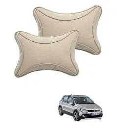 Kozdiko 2 Pcs Memory Foam &a; Polyester Beige Dots Car Neck Rest Pillow Set for Volkswagen Cross Polo, XNVJVHGJFH78-picture-46