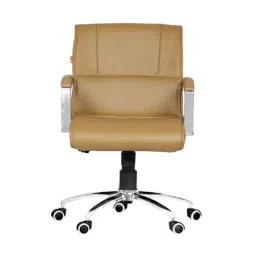 Da URBAN Milan Beige Mid Back Revolving Leatherette Ergonomic Executive Chair for Home &a; Office image 2