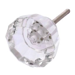 Atom 1.25 Inch Clear Crystal Glass Flower Cabinet Door knob-picture-27
