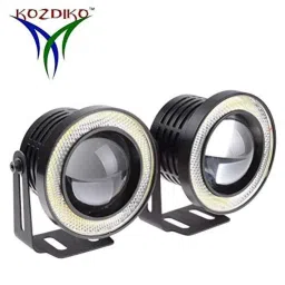 Kozdiko 2 Pcs 3.5 inch 15W High Power LED Projector COB Fog Light Set with White Angel Eye Ring for Cars and Bikes image 2