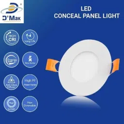 D&s;Mak 4W Warm White Round LED Concealed Panel Light (Pack of 15) image 4