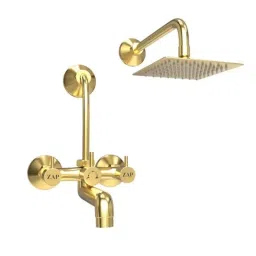 ZAP Elixir Gold 2 in 1 Brass Gold Finish Wall Mixer &a; Overhead Shower Combo-picture-15