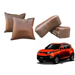 Kozdiko Faux Leather Cola One Pair Cushion Pillow &a; One Pair Neck Rest Combo for Mahindra KUV 100-picture-41