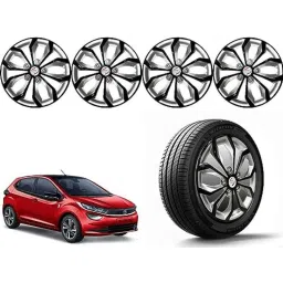Auto Pearl 4 Pcs 14 inch Polypropylene Black &a; Silver Press Type Car Wheel Cover Set with Retention Ring for Tata Altroz, 14WC_Pearl_Rev_Altroz-picture-46