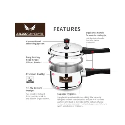 Atalso Grindwell 1.5 Litre Stainless Steel Silver Pressure Cooker, AG50047 (Pack of 5) image 4