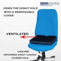 Salo Orthotics Polyurethane Square Blue Donut Cushion Covered Hole Orthopedic High Density Seat Cushion, 408XL, Size: XL image 4