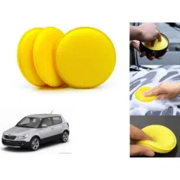 Auto Pearl Polyurethane Beige Washing &a; Waxing Polish Foam Sponge for Fabia (Pack of 3)-picture-13