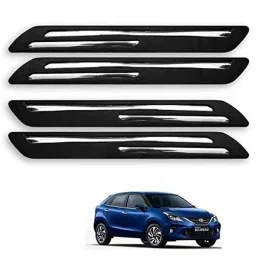Kozdiko 4 Pcs Rubber Black Double Chrome Strips Car Bumper Protector Guard Set for Toyota Glanza-picture-41