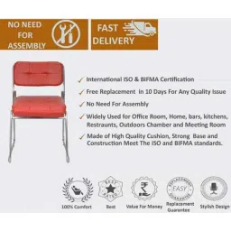 Da Urban Toner Red Fabric &a; Foam Medium Back Office Fixed Visitor Chair without Arms image 4