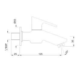 Jaquar Lyric Black Matt Bib Cock with Wall Flange, LYR-BLM-38037 image 2