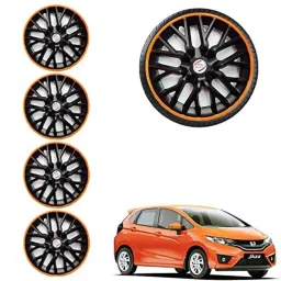 Auto Pearl 4 Pcs 14 inch ABS Black &a; Orange Car Wheel Cover Set for Honda Jazz 2015 E Phoenix-picture-33