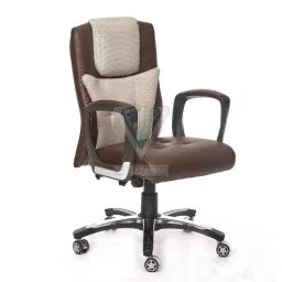 VJ Interior 18-22x19-23 inch Brown Mid Back Leatherette With Fabric Office Chair, VJ-1921-picture-21