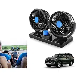 Kozdiko 12V Copper Black Dual Head Rotatable Electric Car Dashboard Fan with 360 Degree for Toyota Land Cruiser Prado-picture-19