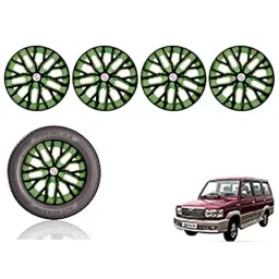 Auto Pearl 14 inch ABS Black &a; Green Press Type Car Hub Cap Wheel Cover for Qualis-picture-44