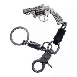 Jharjhar JV-178 Silver &a; Black Metal Revelover\xa0Gun\xa0Key Chain-picture-45