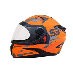Steelbird Terminator ABS Glossy Fluo Orange Full Face Helmet with Clear Visor, Size: (M, 580 mm)-picture-19