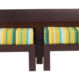 Evok Trendy Engineered Wood Green Lines Coffee Table with 4 Stool Set, FLILSTPBGRMT68990M image 3