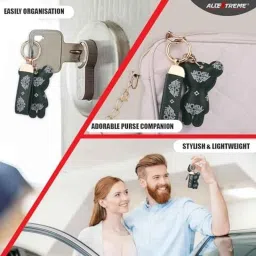 AllExtreme LC-8802 Teddy Bear Design Keychain Anti-Lost D-Ring with 1 Screwdriver &a; 2 Rings for Car Bike image 4