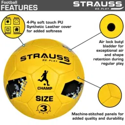 Strauss 19x19x10cm PU Yellow Champ Football, ST-1560, Size: 3 image 2