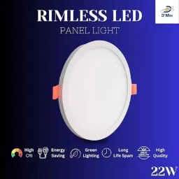 D&s;Mak 22W White Round Rimless LED Conceal Panel Light (Pack of 8) image 3