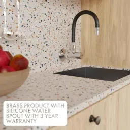 ZAP Elixir Brass Black Chrome Kitchen Faucet for Sink Cock with Flexible Swivel Spout image 4