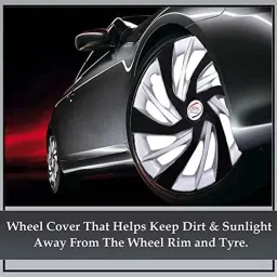 Auto Pearl 4 Pcs 13 inch Black &a; Silver ABS Press Type Hubcap Wheel Cover Set with Retention Ring for Maruti Suzuki Indica image 2