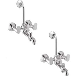 IRIS Ocean Brass Chrome Finish 3 in 1 Wall Mixer with Bend (Pack of 2)-picture-49