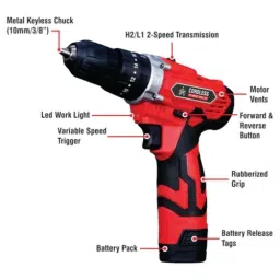 JPT 12V 1.5Ah 1800rpm Impact Cordless Drill Machine with Drill, Screw Bits &a; Flex Shaft, JPT-12-VT image 2