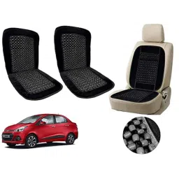Auto Pearl PU, Velvet &a; Wooden Beads Black Rectangular Seat Cushion for Hyundai Xcent (Pack of 2 )-picture-47