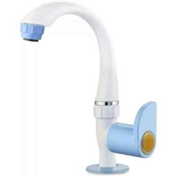 Fastgear PTMT White &a; Blue Glossy Finish 360 Deg Moving Swan Neck Tap-picture-28