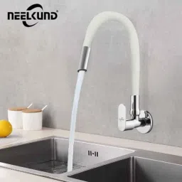 Neelkund Opal Brass White Chrome Finish Flexible Sink Tap with 360 deg Swivel Spout for Kitchen &a; Wash Basin image 3