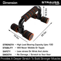 Strauss 22x14x12.5cm Polypropylene Black &a; Orange Moto Push Up Bar, ST-2241 image 4