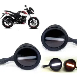 Auto Pearl 2 Pcs 12V Black Bike Front LED Indicator Light Set for Bajaj Pulsar 180, F045-picture-25