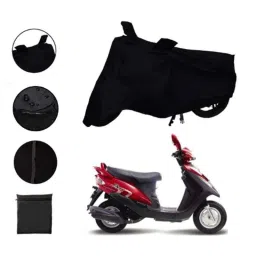 Riderscart Polyester Black Waterproof Two Wheeler Body Cover with Storage Bag for TVS Flyte image 2