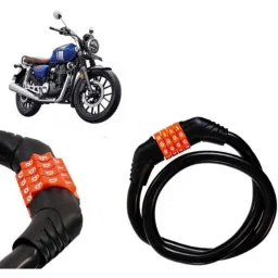 Auto Pearl Black &a; Orange 4 Digit Anti-Theft Combination Number Lock for Hness CB350-picture-42
