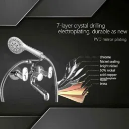 Gold Bell Rio BRY2IN1-IN Brass Chrome 2 in 1 Telephonic Wall Mixer Set image 4