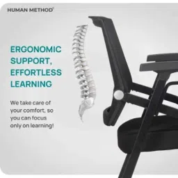 HUMAN METHOD Flexi Metal Black Training Chair with Writing Pad &a; without Wheel, HMFX04-WPWO image 3