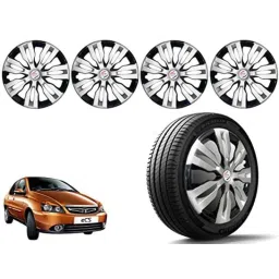 Auto Pearl 4 Pcs 14 inch Polypropylene Silver &a; Black Press Type Car Wheel Cover Set with Retention Ring for Tata Indigo CS, 14WC_DzireT2_DC_IndigoCS-picture-42